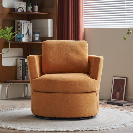 Comfy Round Accent Sofa Chair, 360 Degree Swivel Barrel Club Chair, Leisure Arm Chair for Nursery, Hotel, Bedroom, Office, and Lounge, Yellow