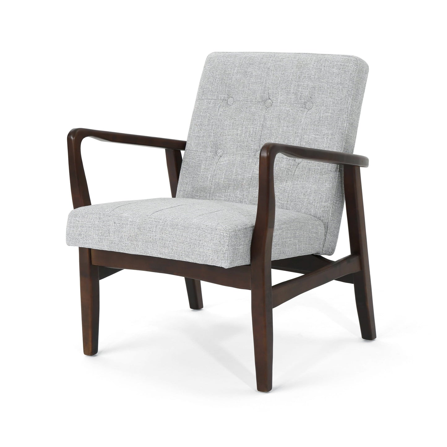 Conrad Mid Century Modern Fabric Club Chair with Wood Frame