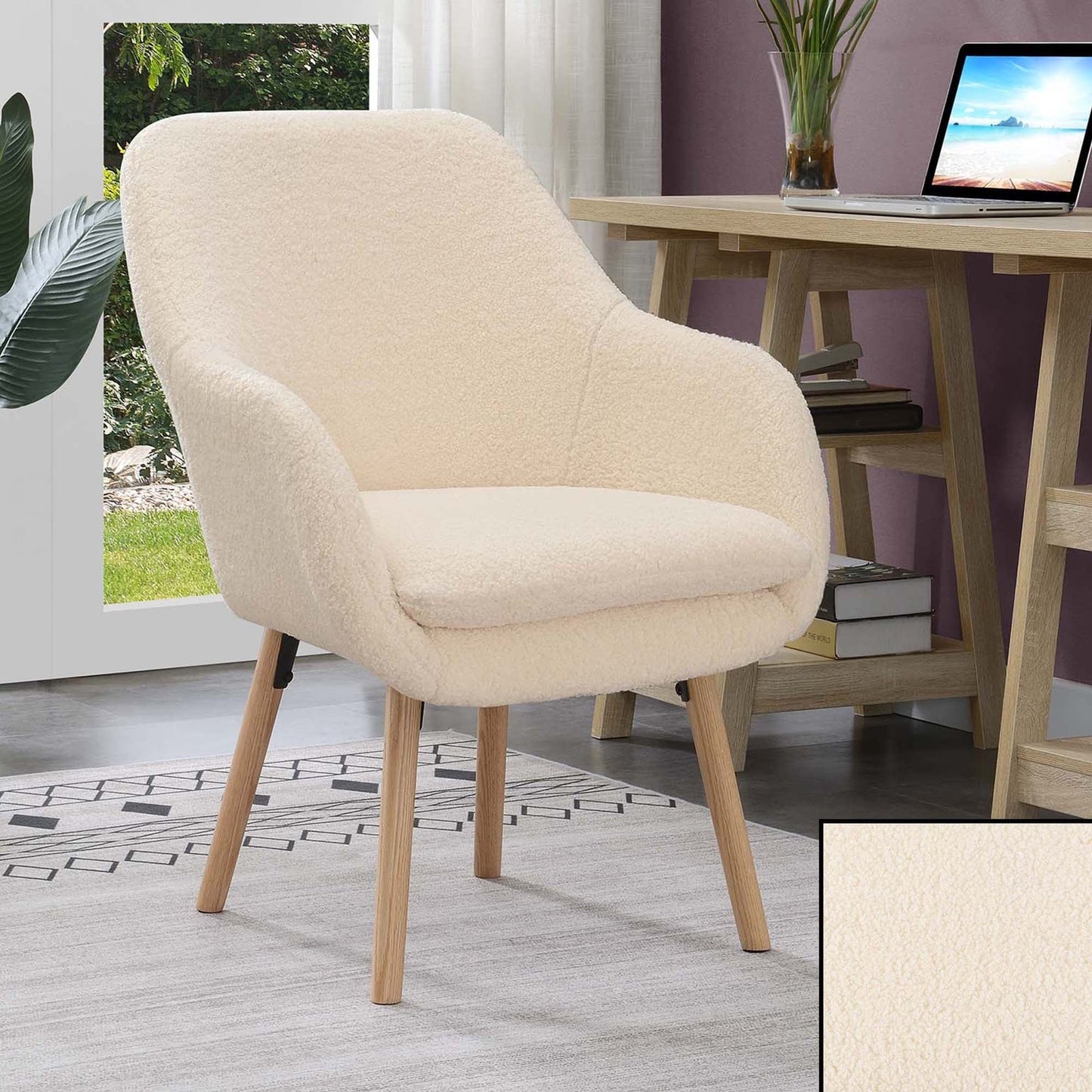 Convenience Concepts Take a Seat Charlotte Sherpa Accent Chair, Multiple Finishes