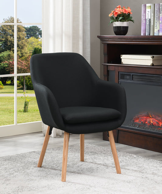 Convenience Concepts Take a Seat Charlotte Wingback Accent Armchair, Black Fabric, All Ages