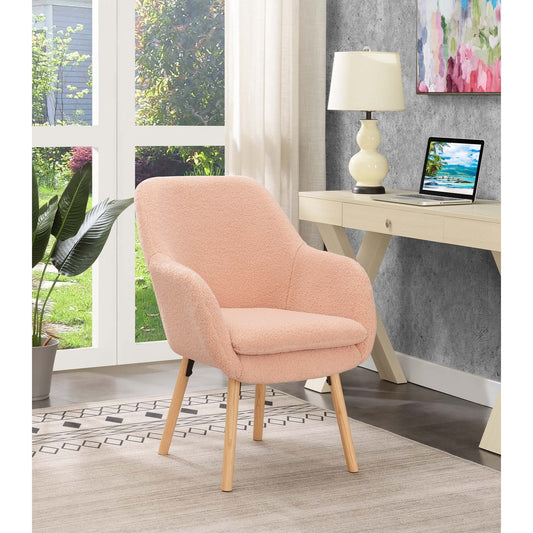 Convenience Concepts Take a Seat Charlotte Wingback Sherpa Accent Armchair, Sherpa Blush