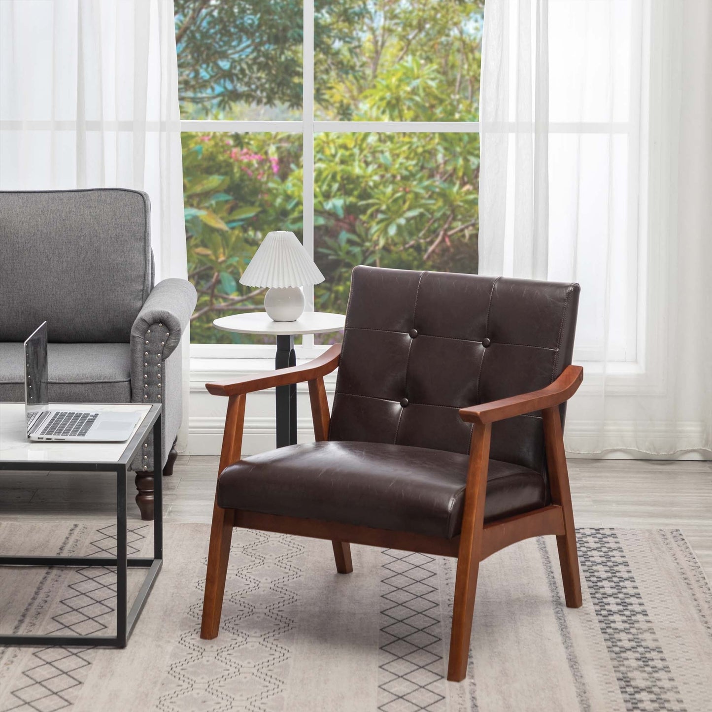 Convenience Concepts Take a Seat Natalie Accent Chair, Espresso Faux Leather/Espresso