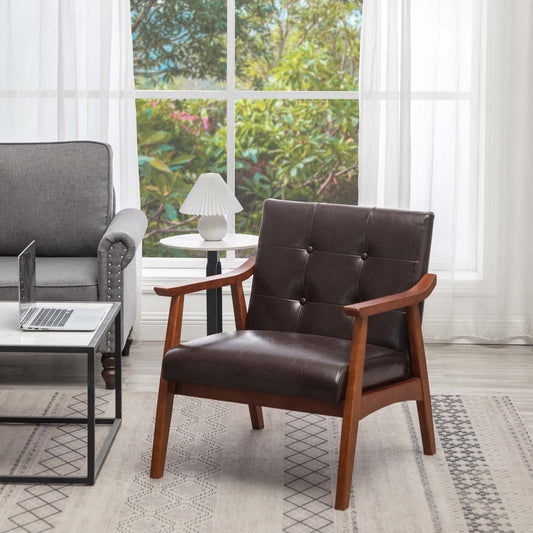 Convenience Concepts Take a Seat Natalie Accent Chair, Espresso Faux Leather/Espresso