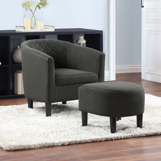 Convenience Concepts Take a Seat Roosevelt Accent Chair with Ottoman, Dark Gray Microfiber