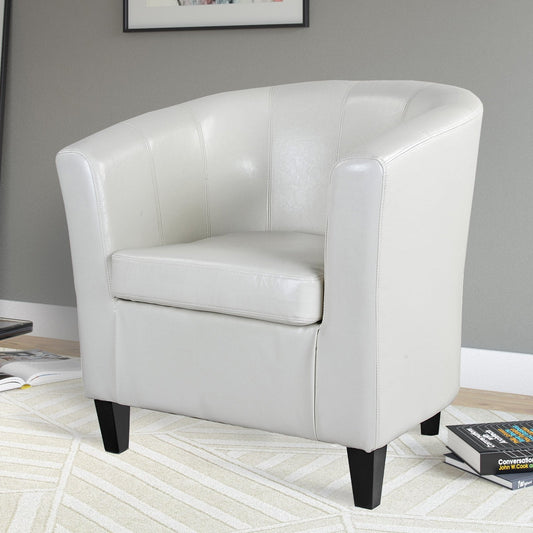 CorLiving Antonio Bonded Leather Tub Chair, Creamy White