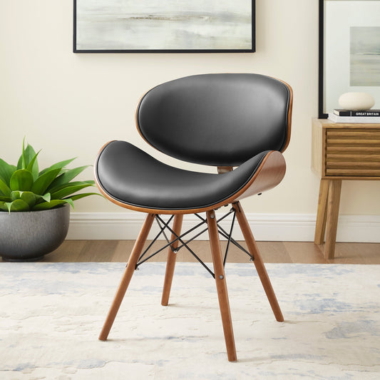 Corvus Madonna Mid-century Accent Chair Accent Chairs Black-Walnut Finish-1 Chair Black-Walnut Finish-1 Chair Walnut Finish, Wood Finish Metal