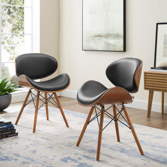 Corvus Madonna Mid-century Accent Chair Accent Chairs, Dining Chairs Black-Walnut Finish-2 Chairs 2 Chairs Walnut Finish, Wood Finish Wood Handmade