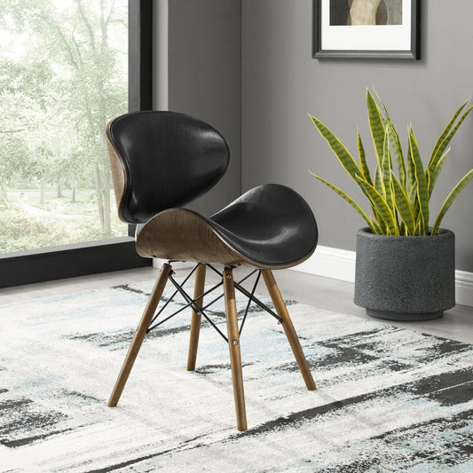 Corvus Madonna Mid-century Accent Chair Accent Chairs, Side Chairs Black-Oak Finish-1Chair 1 Chair Oak Finish, Wood Finish Metal Handmade Faux