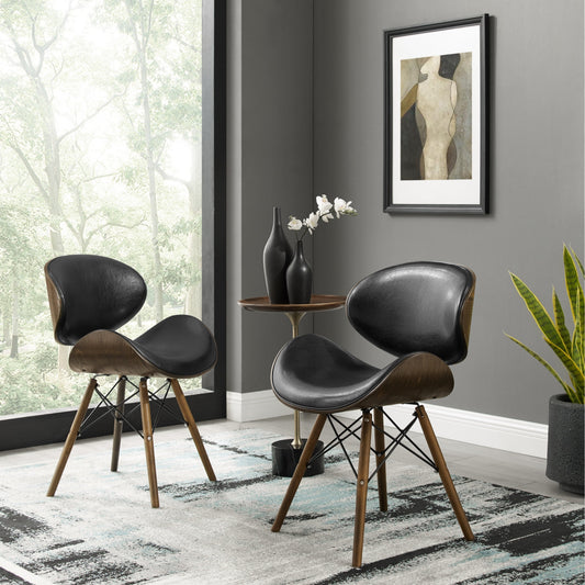 Corvus Madonna Mid-century Accent Chair Accent Chairs, Side Chairs Black-Oak Finish-2 Chairs 2 Chairs Oak Finish, Wood Finish Metal Handmade Faux