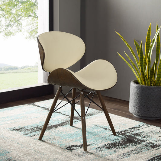 Corvus Madonna Mid-century Accent Chair Accent Chairs, Side Chairs Beige - 1 Chair 1 Chair Oak Finish, Wood Finish Metal Handmade Faux Leather Single