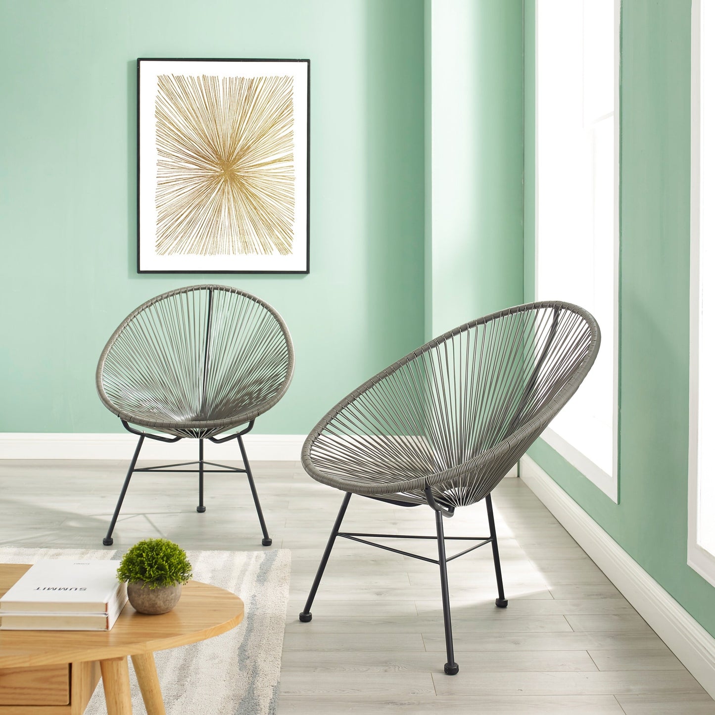 Corvus Sarcelles Acapulco Modern Wicker Bistro Chairs(Set of 2) Grey