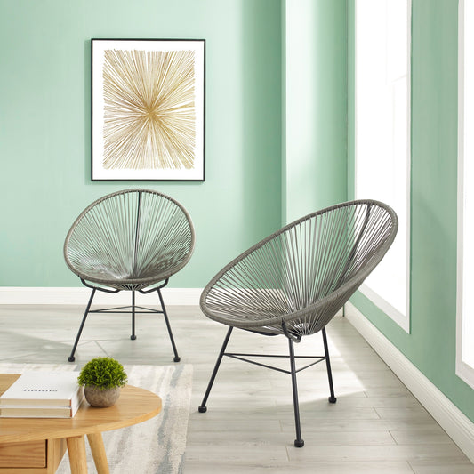 Corvus Sarcelles Acapulco Modern Wicker Bistro Chairs(Set of 2) Grey