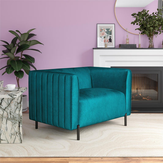 CosmoLiving Blair Upholstered Accent Chair and a Half, Emerald Green Velvet