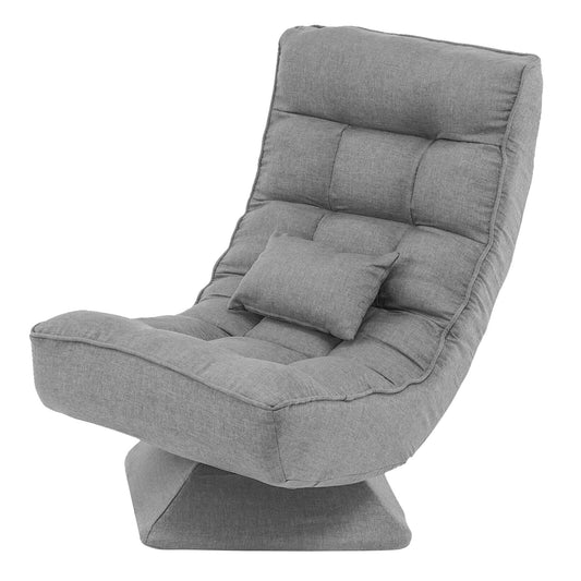 Costway 360¡ã Swivel Floor Chair 5-Level Adjustable Lazy Chair w/ Massage Pillow Grey