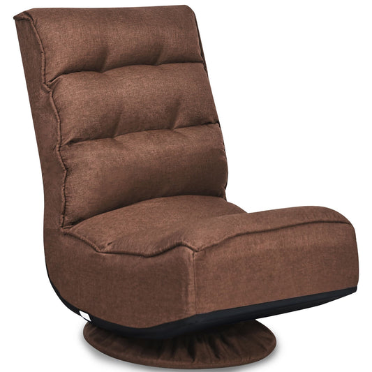 Costway 6-Position Folding Lazy Sofa Gaming Chair Fabric 360 Degree Swivel Coffee