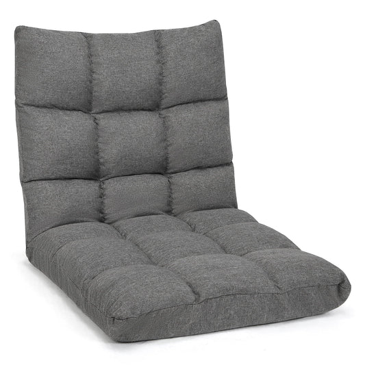 Costway Adjustable 14-Position Floor Chair Folding Lazy Gaming Sofa Lounge Chair Gray