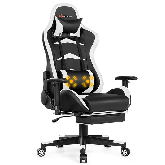 Costway Adjustable Swivel Gaming Chair, White