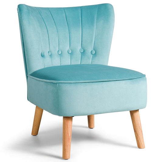 Costway Armless Accent Chair Tufted Velvet Leisure Chair Single Sofa Upholstered Green