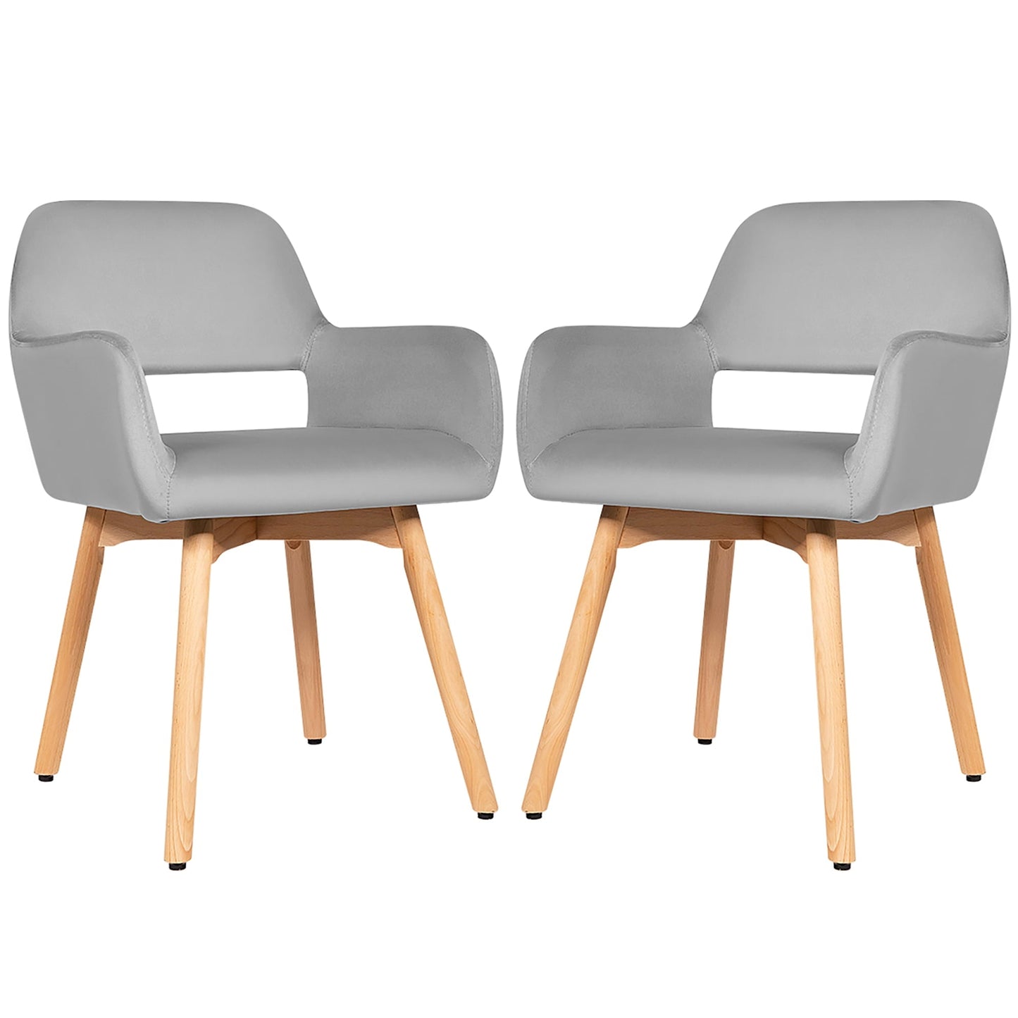 Costway Set of 2 Modern Accent Armchairs Velvet Fabric Leisure Chairs Club Guest Grey