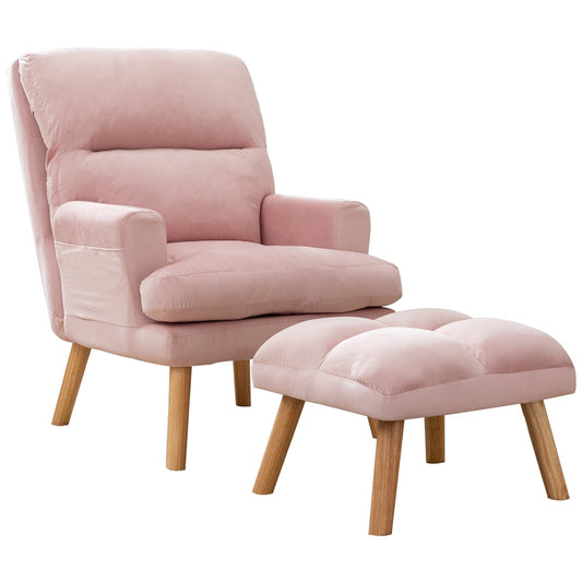 Cterwk Accent Chair with Footrest, Pink