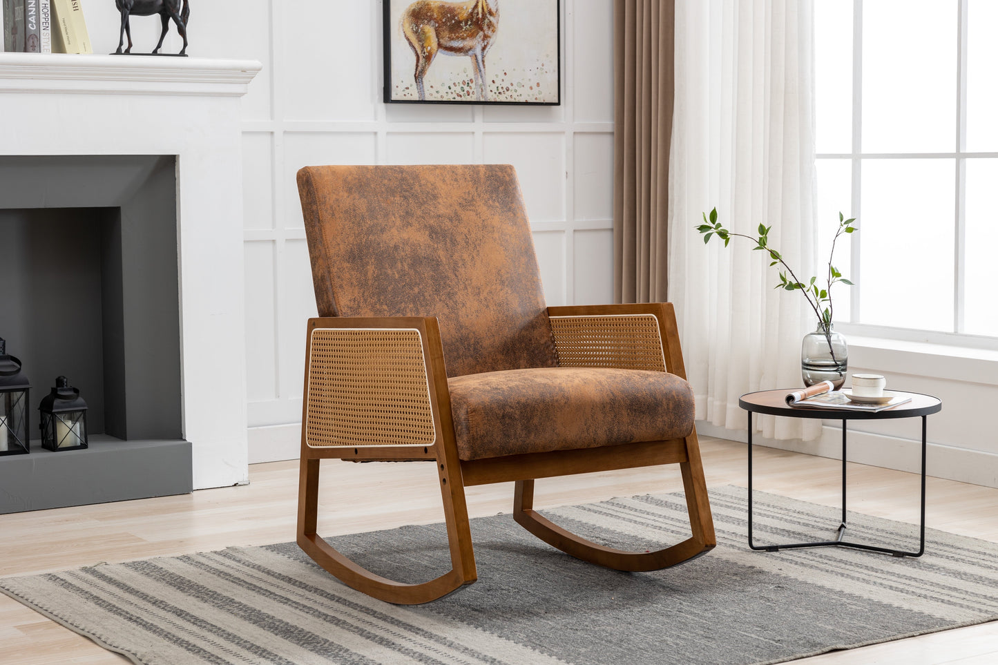 Cterwk Living Room Home Office Rocking Chair, Coffee