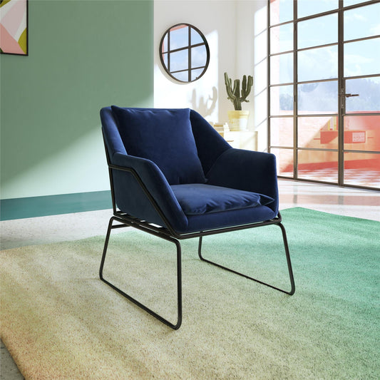 DHP Avery Accent Chair, Blue Velvet