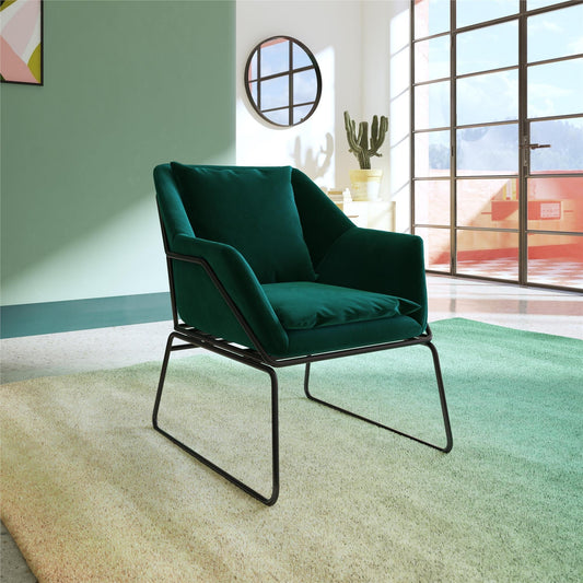 DHP Avery Accent Chair, Green Velvet