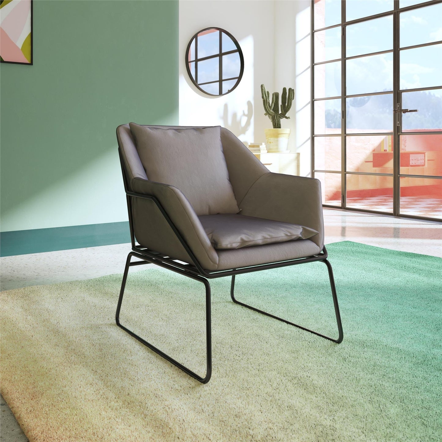 DHP Avery Accent Chair, Grey Velvet