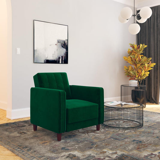 DHP Pin Tufted Accent Chair , Green Velvet