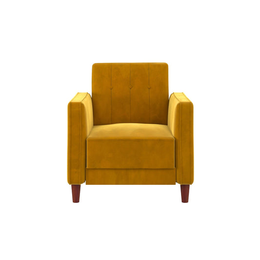 DHP Pin Tufted Accent Chair, Mustard Yellow Velvet