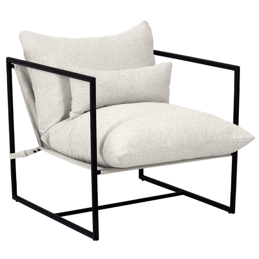 DURASPACE Sling Accent Chair Lounge Metal Framed Linen Fabric, Beige
