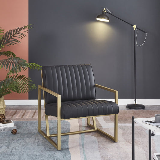 Dasun Modern Design High Quality PU Leather Steel Armchair Black