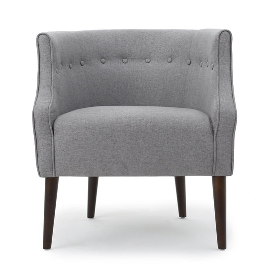 Davidson Contemporary Button-Tufted Fabric Club Chair, Gray