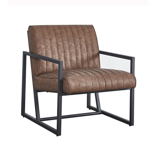 Dawn Whisper Modern Design High Quality PU Brown Steel Armchair