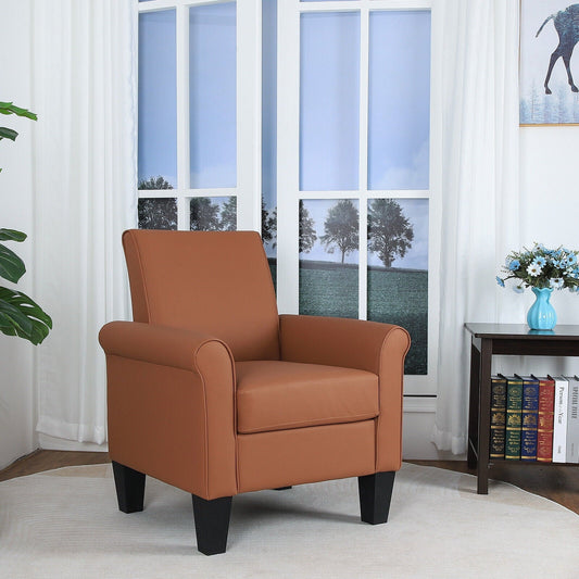 Dazone Accent Leather Arm Chair, Modern Faux Leather Single Sofa Seat Club Chair Armchair For Living Room, Bronze