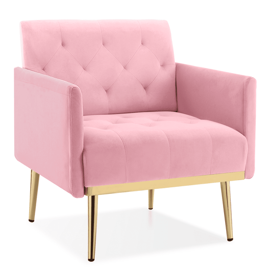 DecoraFlex Black Accent Chair, Upholstered Velvet Armchair Comfy Modern Single Sofa Side Chair with arms and Metal Legs for Living Room Bedroom Reading