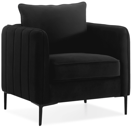 DecoraFlex Black Accent Chairs for Living Room,Comfy Velvet Armchair with Thick Cushion, Single Sofa/Side Chair for Bedroom Office Reading Chair