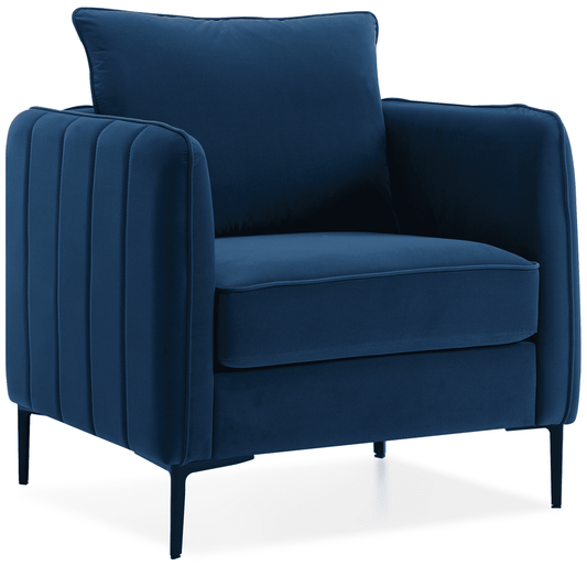 DecoraFlex Blue Accent Chairs for Living Room,Comfy Velvet Armchair with Thick Cushion, Single Sofa/Side Chair for Bedroom Office Reading Chair