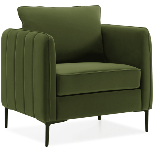 DecoraFlex Olive Green Accent Chairs for Living Room,Comfy Velvet Armchair with Thick Cushion, Single Sofa/Side Chair for Bedroom Office Reading Chair