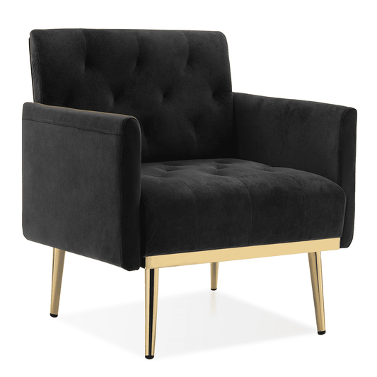 DecoraFlex Pink Accent Chair, Upholstered Velvet Armchair Comfy Modern Single Sofa Side Chair with arms and Metal Legs for Living Room Bedroom Reading
