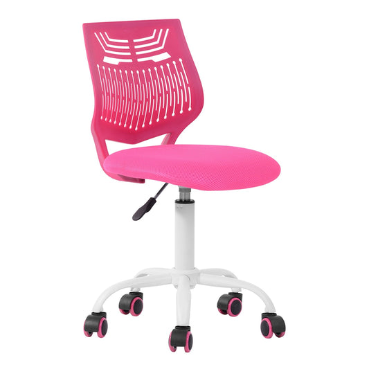 Deiokin Home Office Chair, Armless Ergonomic Office Chair, Computer Swivel Chair, Comfort Desk Chair with Lumbar Back Support, Plastic Task Chair for Women & Men, 250lb, Pink
