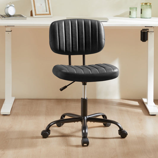 Deiokin Modern Office Desk Chair, Adjustable Computer Chair, Low Back Swivel Office Chair, PU Leather Desk Chair for Living Room, Office