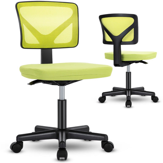 Deiokin Office Chair, Home Office Chair with Lumbar Support, Armless Desk Chair, Computer Swivel Chair, Ergonomic Mesh Back Task Office Chair, Adjustable Height, Green