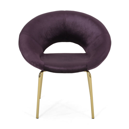 Denise Modern Glam Velvet Accent Chair, Blackberry and Gold