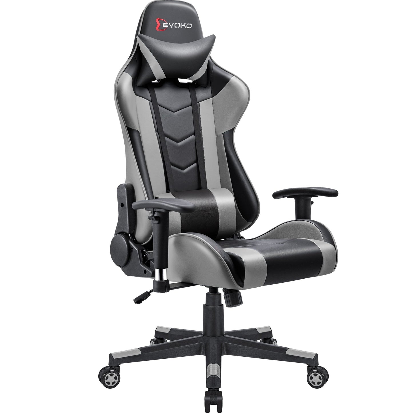 Devoko Gaming Chair High Back Office Chair Racing Style Adjustable Height PC Computer Chair with Headrest and Lumbar Support, Gray