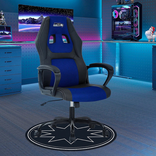 Dkelincs PC Gaming Chair Ergonomic Office Chair PU Leather Adjustable Computer Chair with Lumbar Support & Armrest (Blue, SEA)