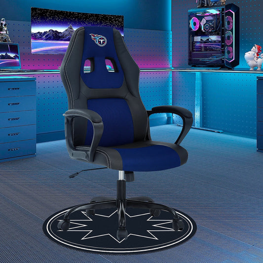 Dkelincs PC Gaming Chair Ergonomic Office Chair PU Leather Adjustable Computer Chair with Lumbar Support & Armrest (Blue, TEN)