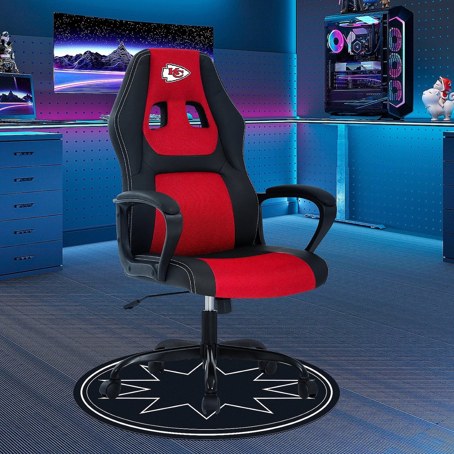 Dkelincs PC Gaming Chair Ergonomic Office Chair PU Leather Adjustable Computer Chair with Lumbar Support & Armrest (Red, KC)