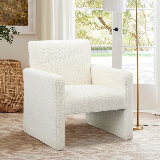 Dolift Sherpa Accent Chair White Fluffy Single Sofa Chair Comfy Teddy Armchair Cozy Reading Chair for Bedroom Living Room Office Furniture