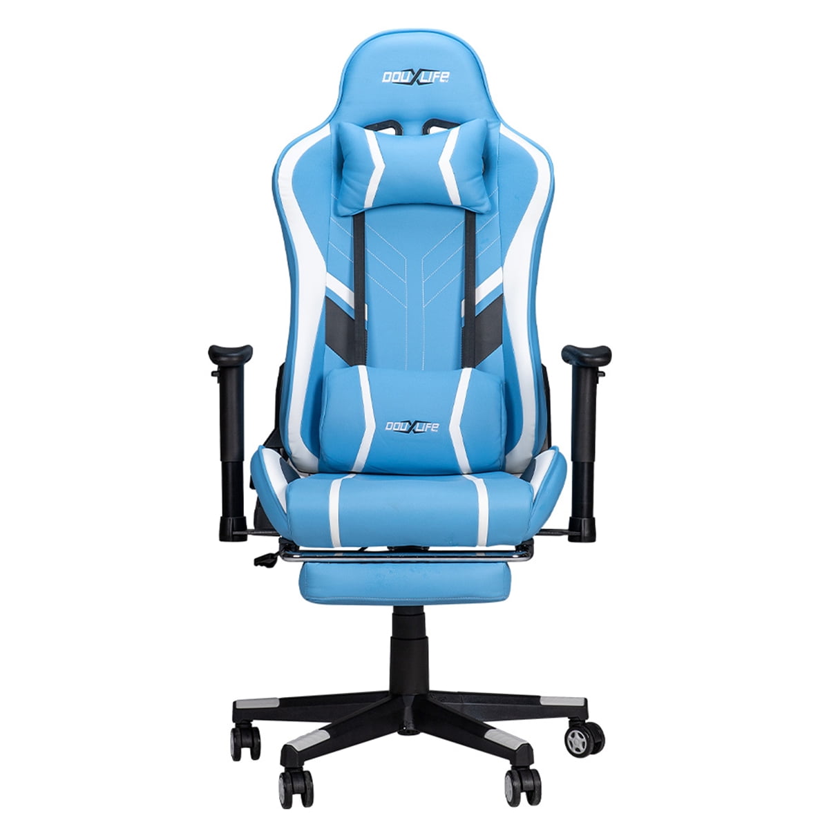 Douxlife Gaming Chair with Body Massage, 175 Degree Reclining, Adjustable Armrest, Office Computer Ergonomic Video Game Chair with Footrest